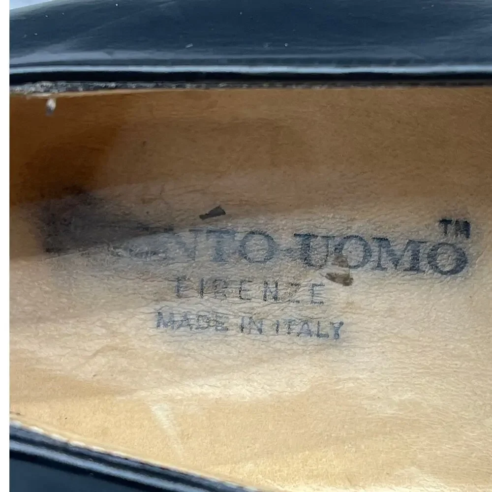 Pronto Uomo Italy Vintage Black All Leather Split-Toe Oxford Dress Shoe Men 10.5